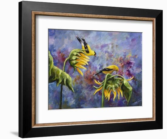 Finches with Sunflowers-Sarah Davis-Framed Giclee Print