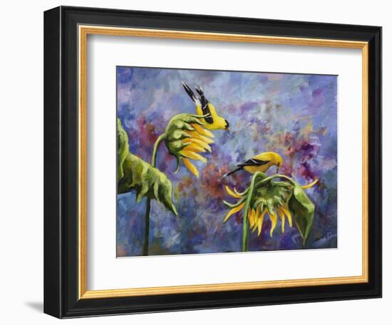 Finches with Sunflowers-Sarah Davis-Framed Giclee Print