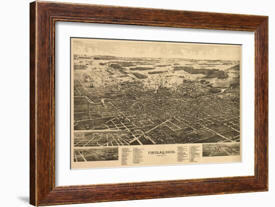 Findlay, Ohio - Panoramic Map-Lantern Press-Framed Art Print