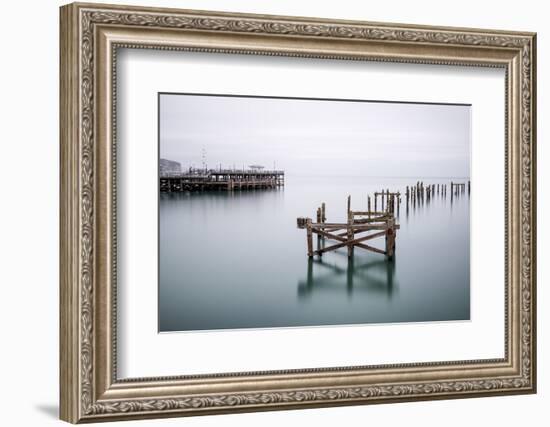 Fine Art Landscape Image of Derelict Pier in Milky Long Exposure Seascape-Veneratio-Framed Photographic Print