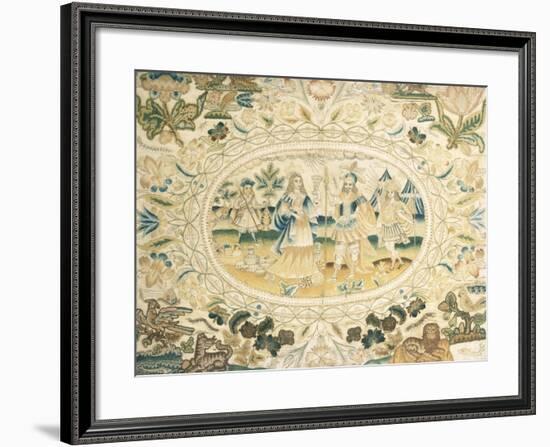 Fine Charles I Silk and Metallic Thread Needlework Picture-null-Framed Giclee Print