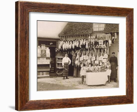 Fine Display of Meat Displayed Outside a Butcher's Shop-null-Framed Photographic Print