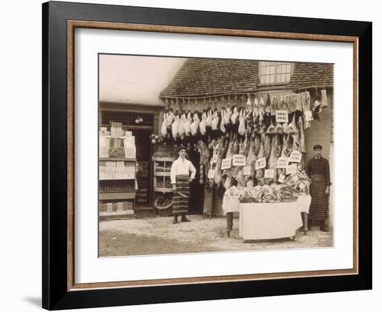 Fine Display of Meat Displayed Outside a Butcher's Shop-null-Framed Photographic Print