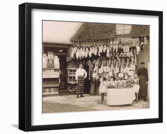 Fine Display of Meat Displayed Outside a Butcher's Shop-null-Framed Photographic Print