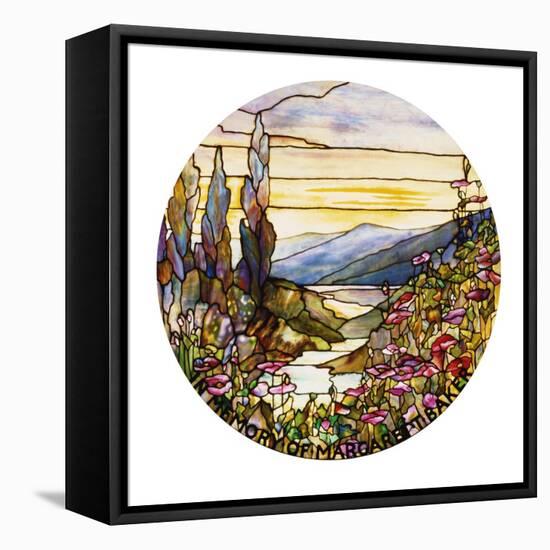 Fine Leaded Glass Window Enamelled Sunset with Mountains, circa 1900-Tiffany Studios-Framed Premier Image Canvas