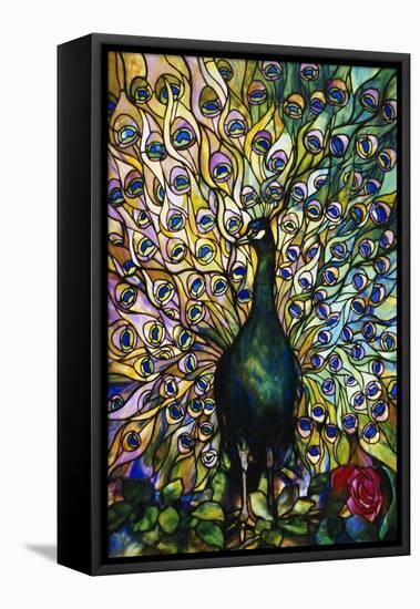 Fine Peacock Leaded Glass Domestic Window-Tiffany Studios-Framed Premier Image Canvas