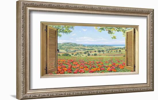 Finestra su campo di papaveri-Andrea Del Missier-Framed Giclee Print