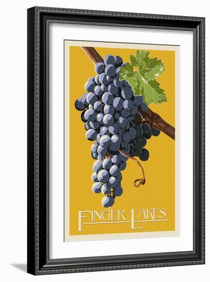 Finger Lakes, New York - Wine Grapes - Letterpress-Lantern Press-Framed Art Print