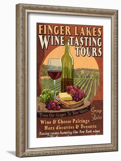 Finger Lakes, New York - Wine Tasting-Lantern Press-Framed Premium Giclee Print