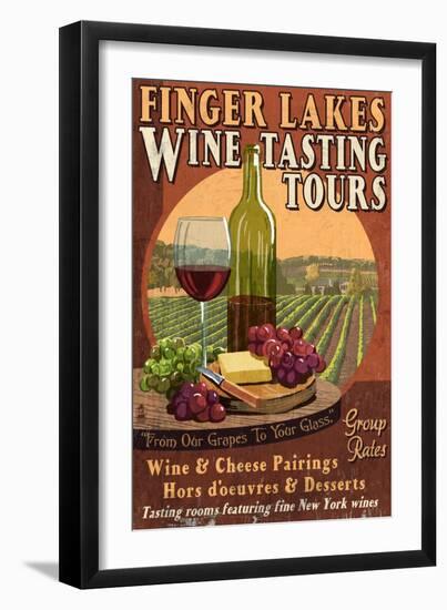 Finger Lakes, New York - Wine Tasting-Lantern Press-Framed Premium Giclee Print