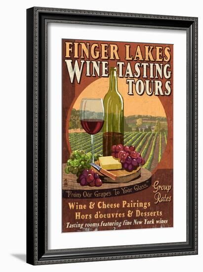 Finger Lakes, New York - Wine Tasting-Lantern Press-Framed Art Print