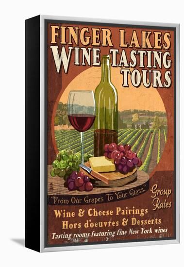 Finger Lakes, New York - Wine Tasting-Lantern Press-Framed Stretched Canvas