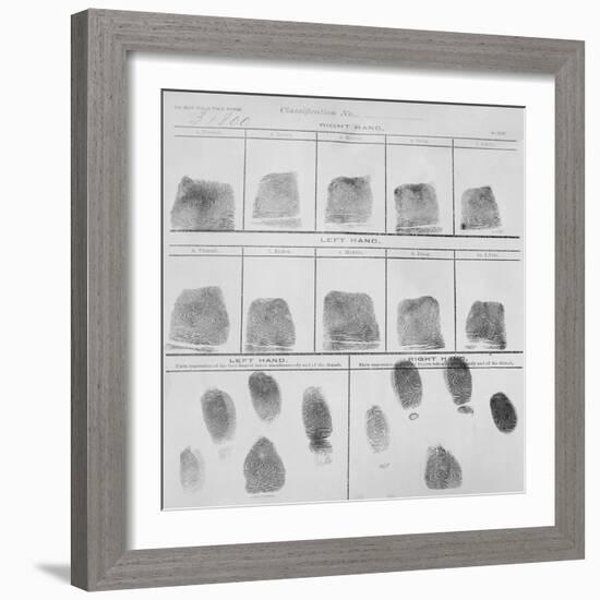 Fingerprint Record Sheet from the Navy Department in 1912-null-Framed Art Print