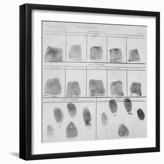 Fingerprint Record Sheet from the Navy Department in 1912-null-Framed Art Print