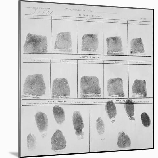 Fingerprint Record Sheet from the Navy Department in 1912-null-Mounted Art Print