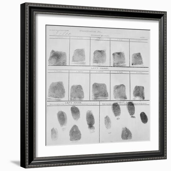 Fingerprint Record Sheet from the Navy Department in 1912-null-Framed Art Print