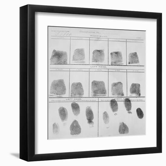 Fingerprint Record Sheet from the Navy Department in 1912-null-Framed Art Print