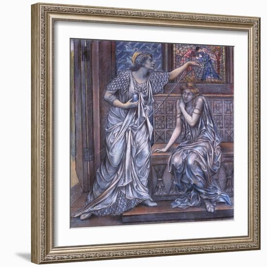 Finished Study for Queen Eleanor and Fair Rosamund, C.1900-5 (Chalk) (See 27988)-Evelyn De Morgan-Framed Giclee Print