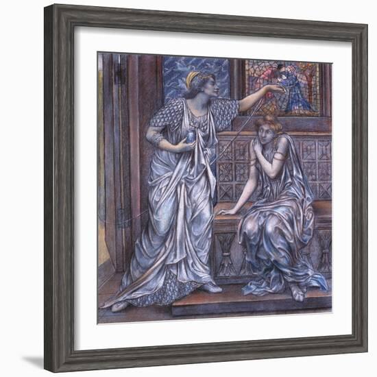 Finished Study for Queen Eleanor and Fair Rosamund, C.1900-5 (Chalk) (See 27988)-Evelyn De Morgan-Framed Giclee Print