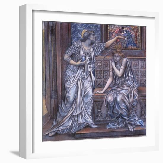 Finished Study for Queen Eleanor and Fair Rosamund, C.1900-5 (Chalk) (See 27988)-Evelyn De Morgan-Framed Giclee Print