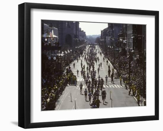 Finishers on Boyleston Street at the 1990 Boston Marathon-null-Framed Photographic Print