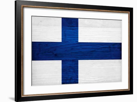 Finland Flag Design with Wood Patterning - Flags of the World Series-Philippe Hugonnard-Framed Art Print