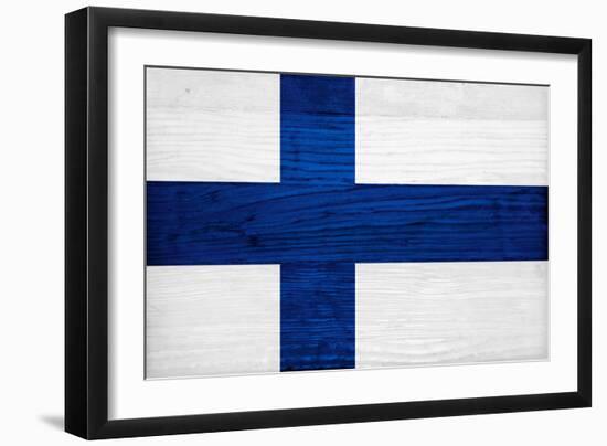 Finland Flag Design with Wood Patterning - Flags of the World Series-Philippe Hugonnard-Framed Art Print