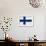 Finland Flag Design with Wood Patterning - Flags of the World Series-Philippe Hugonnard-Framed Art Print displayed on a wall