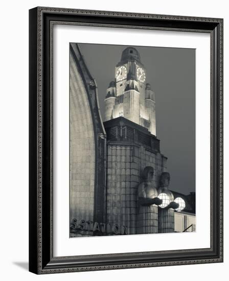 Finland, Helsinki, Rautatieasema, Helsinki Railroad Station, National Romantic-Style Figures-Walter Bibikow-Framed Photographic Print