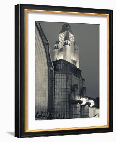 Finland, Helsinki, Rautatieasema, Helsinki Railroad Station, National Romantic-Style Figures-Walter Bibikow-Framed Photographic Print