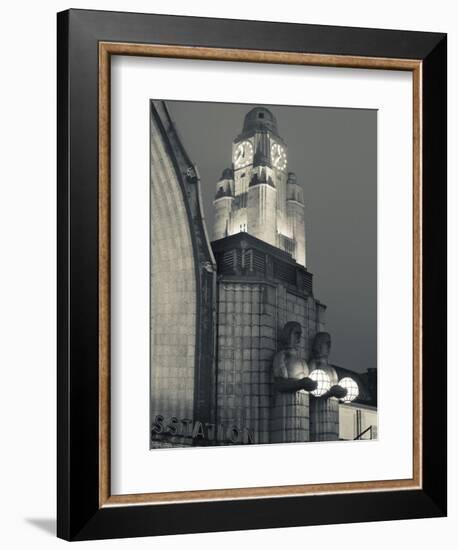 Finland, Helsinki, Rautatieasema, Helsinki Railroad Station, National Romantic-Style Figures-Walter Bibikow-Framed Photographic Print