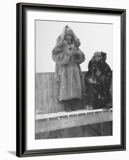 Finnish Lotta Svard Girls Watching for Planes from an Observation Platform at a Telephone Station-Carl Mydans-Framed Premium Photographic Print