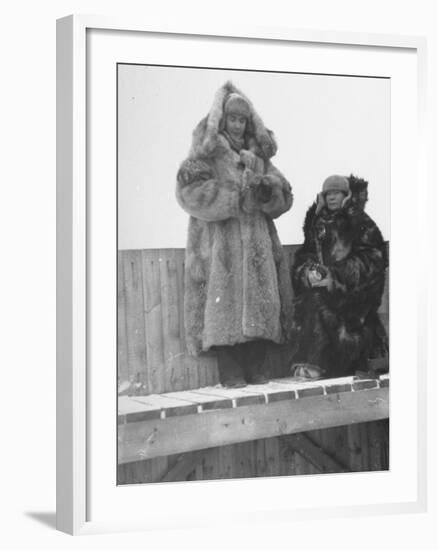 Finnish Lotta Svard Girls Watching for Planes from an Observation Platform at a Telephone Station-Carl Mydans-Framed Premium Photographic Print