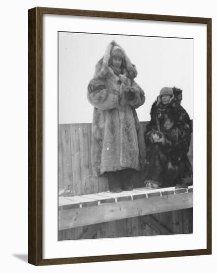 Finnish Lotta Svard Girls Watching for Planes from an Observation Platform at a Telephone Station-Carl Mydans-Framed Premium Photographic Print