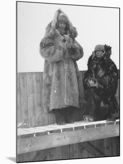Finnish Lotta Svard Girls Watching for Planes from an Observation Platform at a Telephone Station-Carl Mydans-Mounted Premium Photographic Print