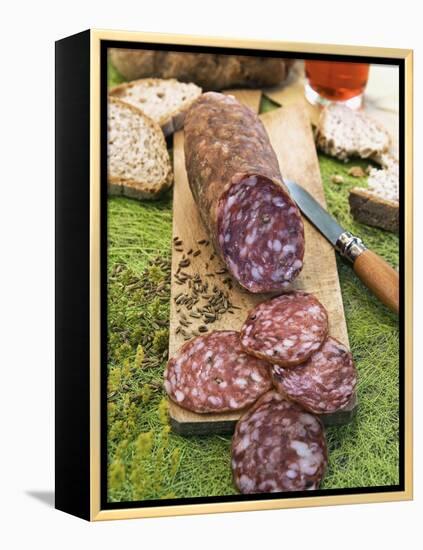 Finocchiona, Tuscan Salami with Wild Fennel Seeds, Florence, Tuscany, Italy, Italian Gastronomy-Nico Tondini-Framed Premier Image Canvas