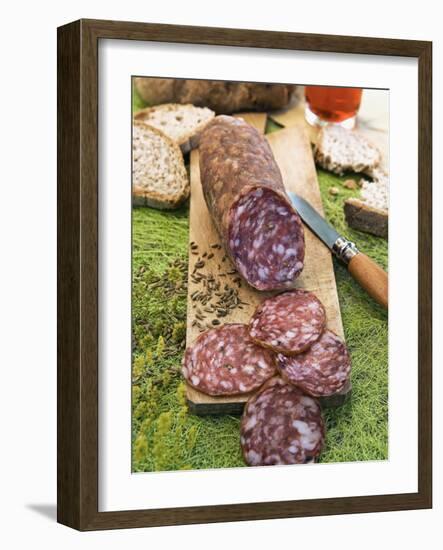 Finocchiona, Tuscan Salami with Wild Fennel Seeds, Florence, Tuscany, Italy, Italian Gastronomy-Nico Tondini-Framed Photographic Print