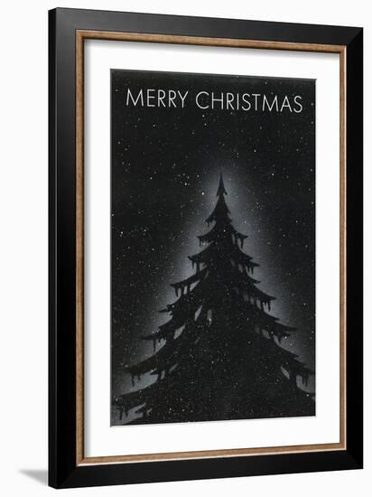 Fir Tree on Starry Night-null-Framed Art Print