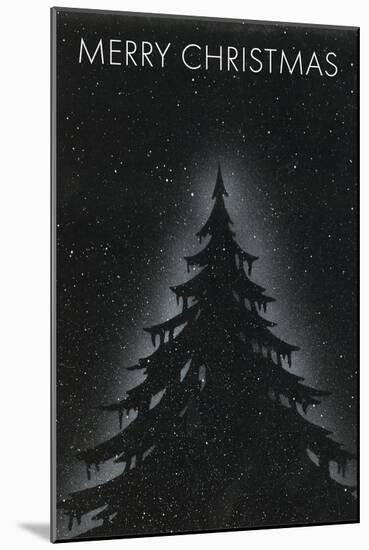 Fir Tree on Starry Night-null-Mounted Art Print