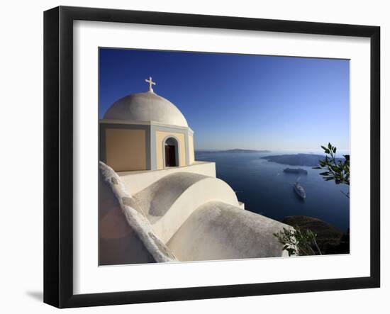 Fira, Santorini, Cyclades Islands, Greek Islands, Greece, Europe-Hans Peter Merten-Framed Photographic Print