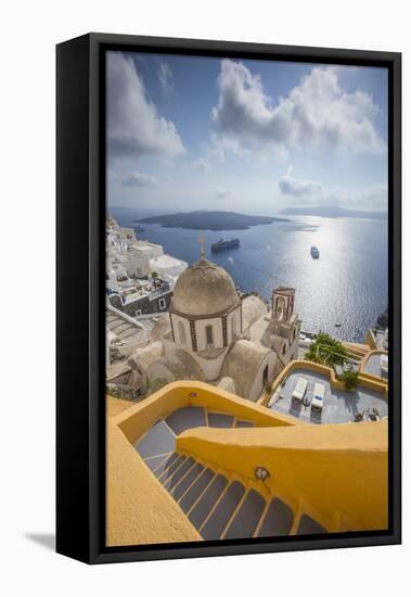 Fira, Santorini (Thira), Cyclades Islands, Greece-Jon Arnold-Framed Premier Image Canvas