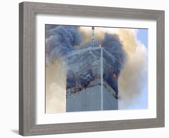 Fire and Smoke Billows from the North Tower of New York's World Trade Center September 11, 2001-null-Framed Photographic Print