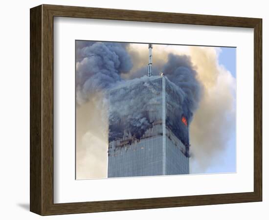 Fire and Smoke Billows from the North Tower of New York's World Trade Center September 11, 2001-null-Framed Photographic Print