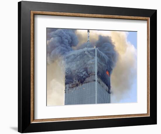 Fire and Smoke Billows from the North Tower of New York's World Trade Center September 11, 2001-null-Framed Photographic Print