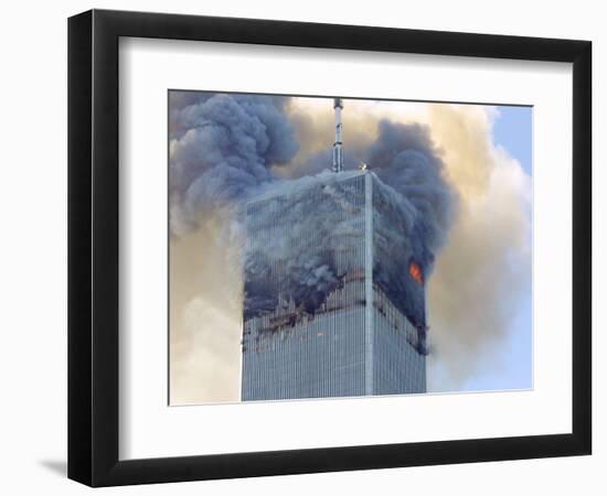 Fire and Smoke Billows from the North Tower of New York's World Trade Center September 11, 2001--Framed Photographic Print