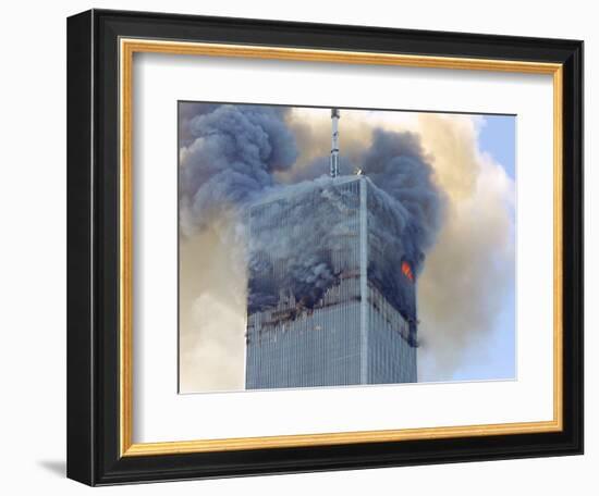 Fire and Smoke Billows from the North Tower of New York's World Trade Center September 11, 2001-null-Framed Photographic Print