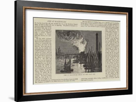 Fire at Blackfriars Bridge on New Year's Eve-null-Framed Giclee Print