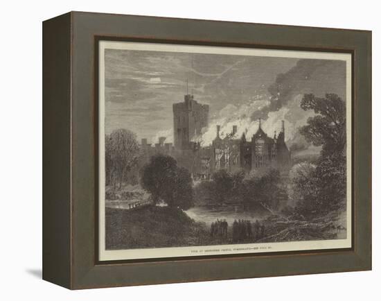 Fire at Greystoke Castle, Cumberland-null-Framed Premier Image Canvas