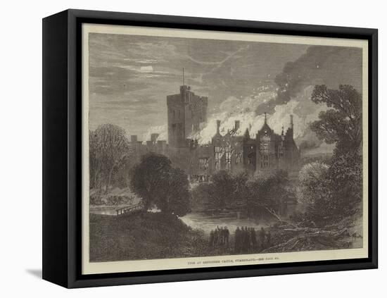 Fire at Greystoke Castle, Cumberland-null-Framed Premier Image Canvas