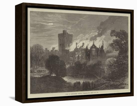 Fire at Greystoke Castle, Cumberland-null-Framed Premier Image Canvas